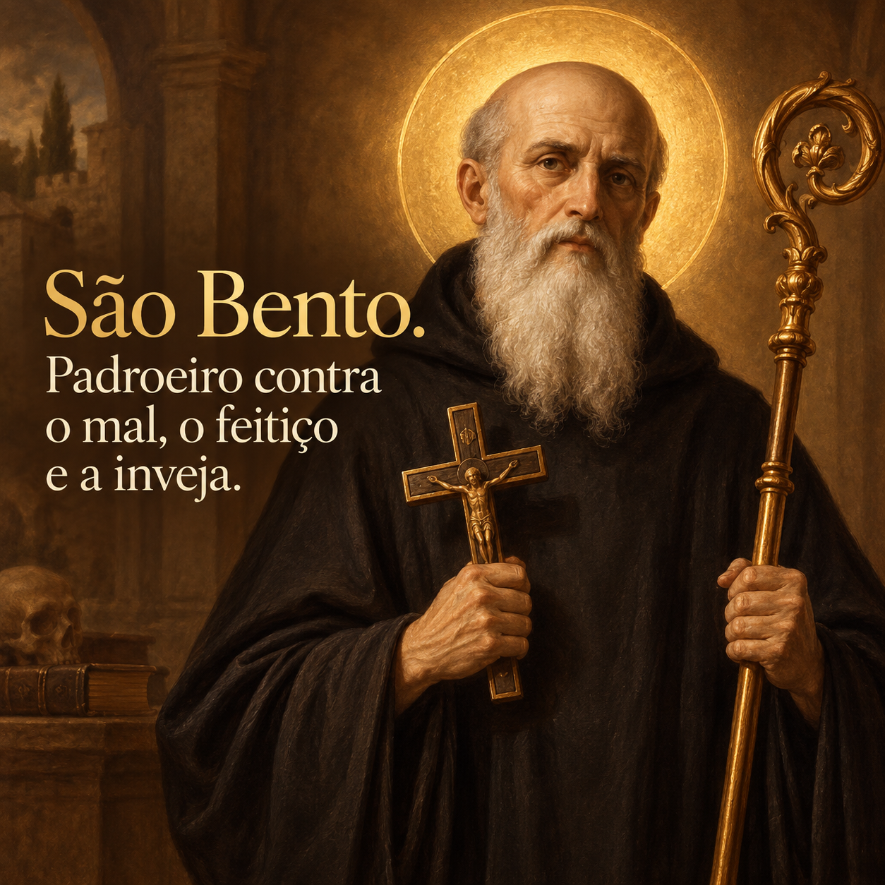 São Bento segurando a cruz